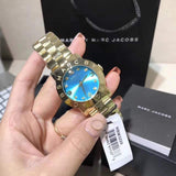 Marc Jacobs Amy Blue Dial Gold Steel Strap Watch for Women - MBM3220 Authentic Buy Shop Now