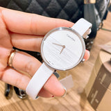 Calvin Klein Rise White Grey Dial White Leather Strap Watch for Women - K7A231L6 Authentic Buy Shop Now