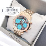 Guess Mini Sunrise Multi Function Analog Turquoise Dial Rose Gold Steel Strap Watch For Women - W0448L8 Authentic Buy Shop Now