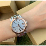 Burberry The City White Dial Two Tone Steel Strap Watch for Women - BU9105 Authentic Buy Shop Now