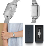 Daniel Wellington Quadro Unitone Silver Dial Silver Mesh Strap Watch For Women - DW00100486 Authentic Buy Shop Now