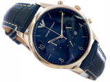 Emporio Armani Chronograph Midnight Blue Dial Blue Leather Strap Watch For Men - AR1862 Authentic Buy Shop Now