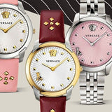 Versace Audrey Quartz White Dial Pink Leather Strap Watch for Women - VELR00119 Authentic Buy Shop Now