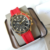 Fossil Bannon Multifunction Black Dial Red Silicone Strap Watch for Men - BQ2499 Authentic Buy Shop Now