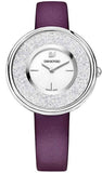 Swarovski Crystalline Silver Dial Purple Leather Strap Watch for Women - 5295355 Authentic Buy Shop Now