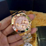 Marc Jacobs Blade Chronograph Rose Gold Dial Rose Gold Steel Strap Watch for Women - MBM3102 Authentic Buy Shop Now
