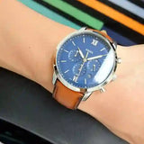Fossil Neutra Chronograph Blue Dial Brown Leather Strap Watch for Men - FS5453 Authentic Buy Shop Now