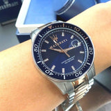 Maserati SFIDA Quartz Blue Dial Stainless Steel 44mm Watch For Men - R8853140003 Authentic Buy Shop Now