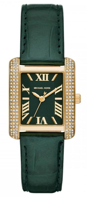 Michael Kors Emery Quartz Diamonds Green Dial Green Leather Strap Watch For Women - MK4697 Authentic Buy Shop Now
