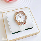 Guess Cosmo Diamonds Silver Dial White Rubber Strap Watch for Women - GW0034L2 Authentic Buy Shop Now
