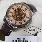 Fossil Grant Chronograph Cream Dial Brown Leather Strap Watch for Men - ME3122 Authentic Buy Shop Now