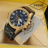 Fossil Nate Chronograph Blue Dial Brown Leather Strap Watch for Men - JR1505 Authentic Buy Shop Now