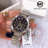 Michael Kors Brecken Chronograph Blue Dial Two Tone Steel Strap Watch For Men - MK8437 Authentic Buy Shop Now