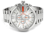 Diesel Mega Chief Chronograph White Dial Silver Steel Strap Watch For Men - DZ4328 Authentic Buy Shop Now