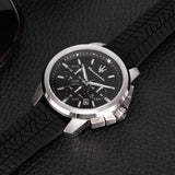 Maserati Successo Chronoraph Black Dial Black Silicon Strap Watch For Men - R8871621014 Authentic Buy Shop Now