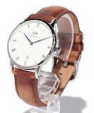 Daniel Wellington Dapper Durham Analog White Dial Brown Leather Strap Watch For Women - DW00100114 Authentic Buy Shop Now