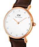 Daniel Wellington Classy Bristol White Dial Brown Leather Strap Watch For Women - DW00100062 Authentic Buy Shop Now