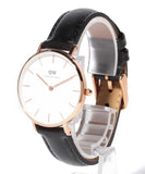 Daniel Wellington Petite Sheffield White Dial Black Leather Strap Watch For Women - DW00100174 Authentic Buy Shop Now