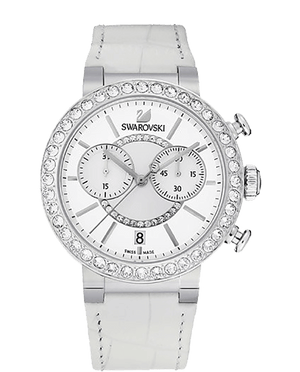 Swarovski Citra Sphere Chronograph White Dial White Leather Strap Watch for Women - 5027127 Authentic Buy Shop Now