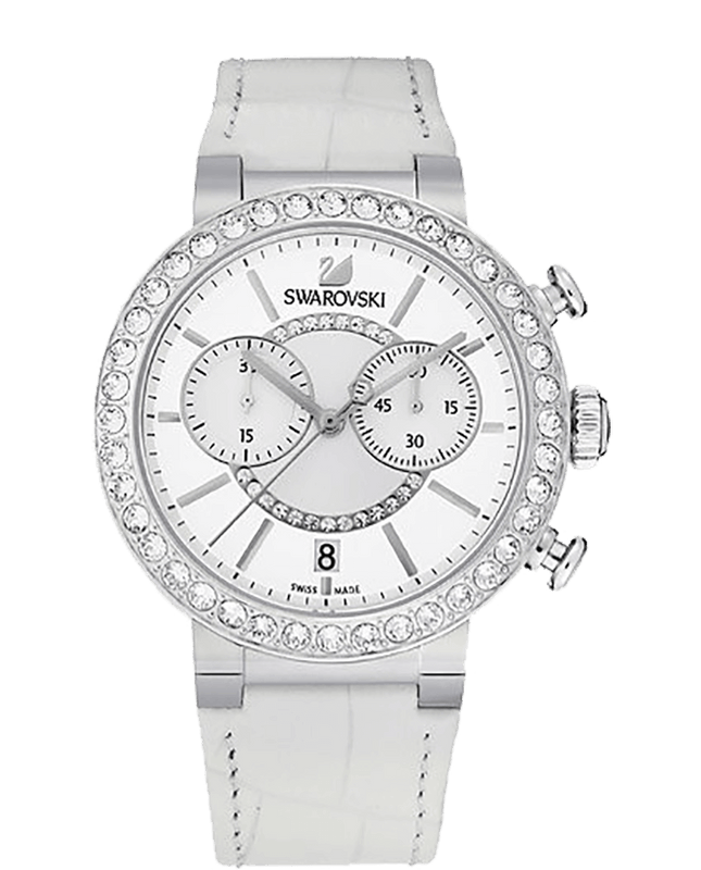Swarovski Citra Sphere Chronograph White Dial White Leather Strap Watch for Women - 5027127 Authentic Buy Shop Now
