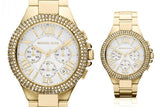 Michael Kors Camille Silver Diamonds Dial Gold Steel Strap Watch for Women - MK5756 Authentic Buy Shop Now