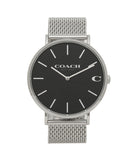 Coach Charles Black Dial Silver Mesh Bracelet Watch for Men - 14602144 Authentic Buy Shop Now