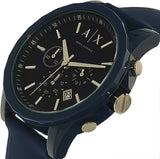 Armani Exchange Outerbanks Chronograph Blue Dial Blue Silicone Strap Watch For Men - AX1327 Authentic Buy Shop Now