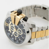 Diesel Mega Chief Chronograph Black Dial Two Tone Steel Strap Watch For Men - DZ4581 Authentic Buy Shop Now