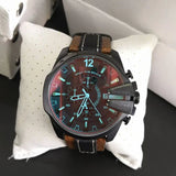 Diesel Mega Chief Quartz Black Dial Two Tone Leather Strap Watch For Men - DZ4305 Authentic Buy Shop Now