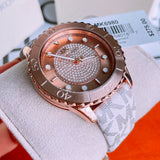 Michael Kors Runway Quartz Rose Gold Dial White Leather Strap Watch For Women - MK6980 Authentic Buy Shop Now
