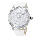 Swarovski Crystalline Hours Silver Dial White Leather Strap Watch for Women - 5295383 Authentic Buy Shop Now