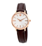 Movado Ultra Slim White Dial Brown Leather Strap Watch For Women - 0607096 Authentic Buy Shop Now