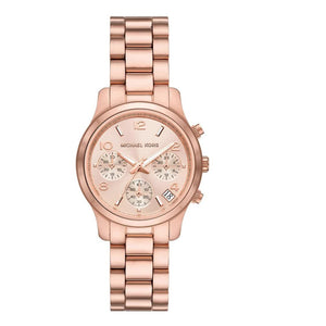 Michael Kors Runway Chronograph Rose Gold Dial Rose Gold Steel Strap Watch For Women - MK7327 Authentic Buy Shop Now