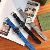 Gucci G Timeless Quartz White Dial Grey NATO Strap Watch For Women - YA1264184 Authentic Buy Shop Now