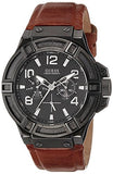 Guess Rigor Analog Black Dial Brown Leather Strap Watch For Men - W0040G8 Authentic Buy Shop Now