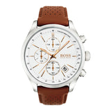 Hugo Boss Grand Prix White Dial Brown Leather Strap Watch for Men - 1513475 Authentic Buy Shop Now
