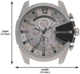 Diesel Mega Chief Chronograph Silver Dial Silver Steel Strap Watch For Men - DZ4501 Authentic Buy Shop Now