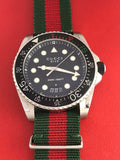Gucci Dive Black Dial Two Tone NATO Strap Watch For Men - YA136206 Authentic Buy Shop Now