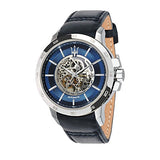 Maserati Ingegno Automatic Blue Skeleton Dial Black Leather Strap Watch For Men - R8821119004 Authentic Buy Shop Now