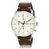 Fossil The Commuter White Dial Brown Leather Strap Watch for Men - FS5402 Authentic Buy Shop Now