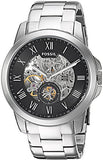 Fossil Grant Skeleton Black Dial Silver Steel Strap Watch for Men - ME3055 Authentic Buy Shop Now