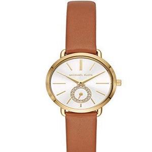 Michael Kors Portia Quartz White Dial Brown Leather Strap Watch For Women - MK2734 Authentic Buy Shop Now