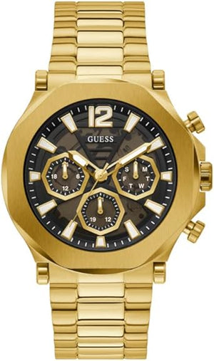 Guess Edge Chronograph Black Dial Gold Steel Strap Watch For Men - GW0539G2 Authentic Buy Shop Now