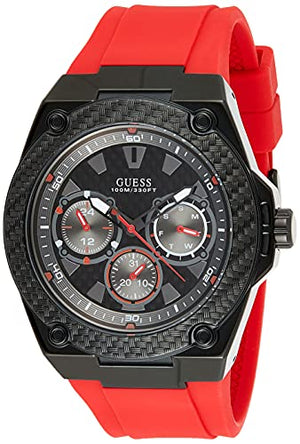 Guess Legacy Black Dial Red Silicone Strap Watch for Men - W1049G6 Authentic Buy Shop Now