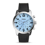 Fossil Pilot Chronograph Sky Blue Dial Black Leather Strap Watch for Men - FS5162 Authentic Buy Shop Now