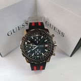 Guess Octane Chronograph Black Dial Two Tone Silicone Strap Watch For Men - W1047G1 Authentic Buy Shop Now