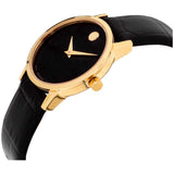 Movado Museum Classic Black Dial Black Leather Strap Watch For Women - 0607016 Authentic Buy Shop Now