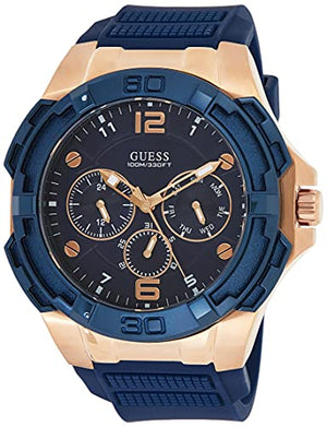 Guess Genesis Quartz Blue Dial Blue Silicone Strap Watch For Men - W1254G3 Authentic Buy Shop Now