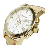 Burberry The City White Dial Haymarket Beige Leather Strap Watch for Women - BU9752 Authentic Buy Shop Now