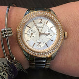 Bulova Crystal Collection Silver Dial Two Tone Steel Strap Watch for Women - 98N100 Authentic Buy Shop Now